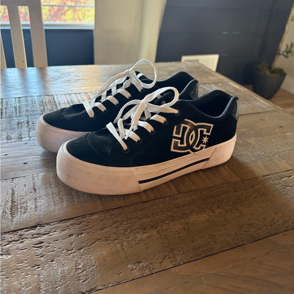 DC Black Canvas Sneakers with White Logo